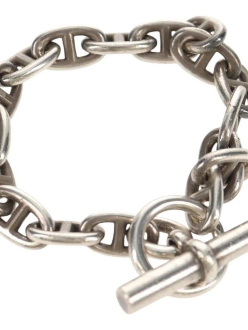 HERMES Chaine d'Ancre MM Bracelet Ag925 17 Links Silver Auth 145603SM